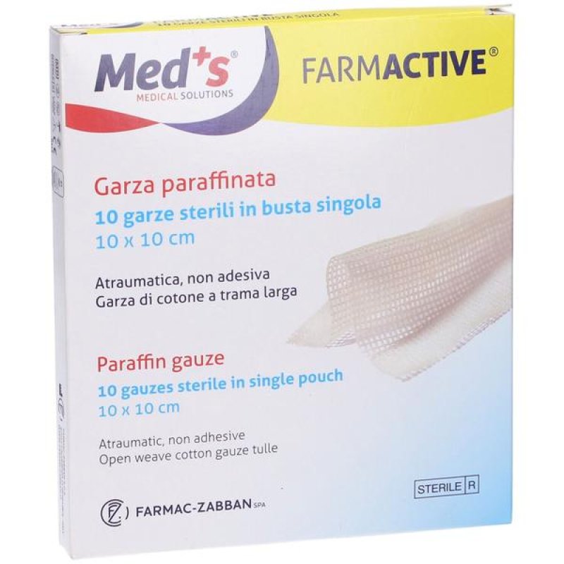 Med's Farmactive - Garza Paraffinata Sterile Misura 10 x 10 cm 10 Pezzi Med's Farmactive - Garza Paraffinata Sterile Misura 10 x 10 cm 10 Pezzi