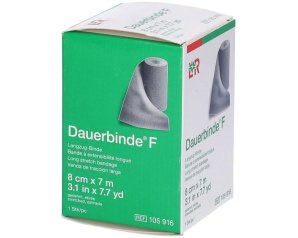 Dauerbinde F Benda Elastica a Lunga Estensibilità 8 centimetri x 7 metri per Compressione e Fissaggio