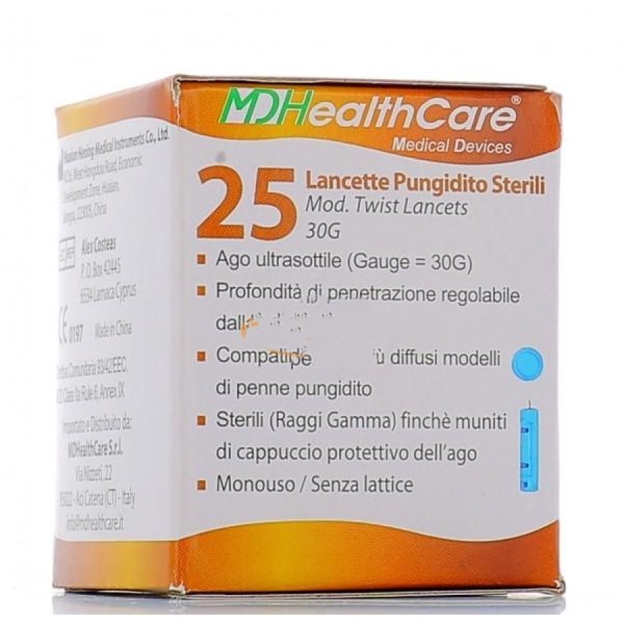 Curafine lancette pungidito 25 pezzi - lancette sterili monouso per misurazione glicemia Curafine lancette pungidito 25 pezzi - lancette sterili monouso per misurazione glicemia