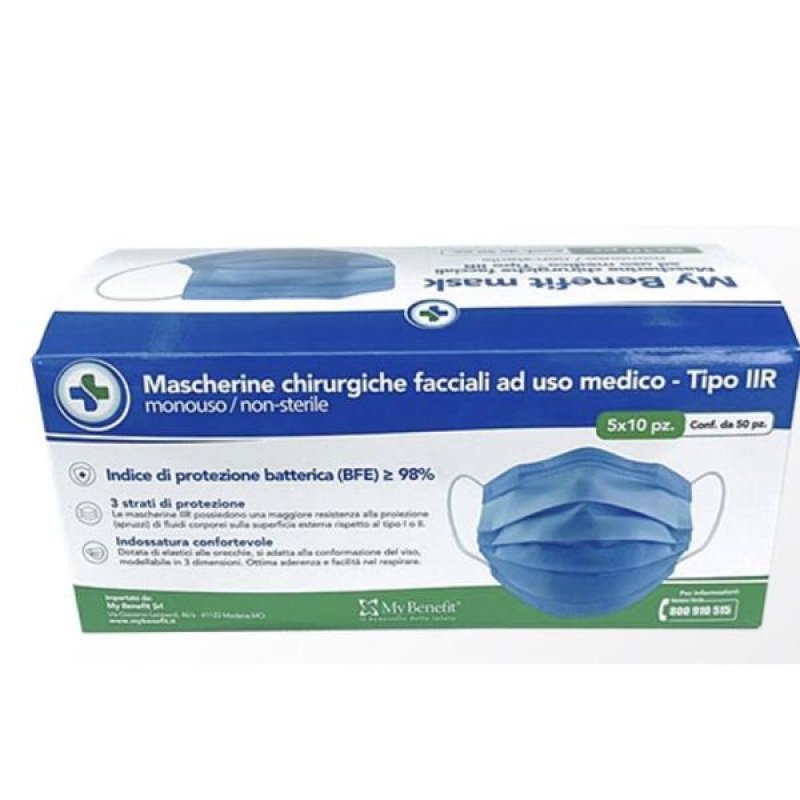 Mascherina chirurgica tipo IIR 50 pezzi - mascherine chirurgiche monouso alta protezione