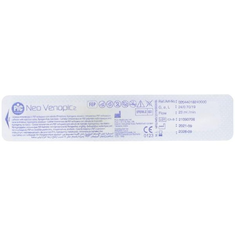 Ago Cannula Venopic 2V calibro 24 x 19 millimetri per accesso venoso periferico monouso sterile Ago Cannula Venopic 2V calibro 24 x 19 millimetri per accesso venoso periferico monouso sterile