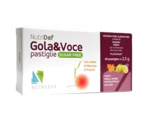 Nutridef Gola e Voce 20 Pastiglie Senza Zucchero per il Benessere della Gola e della Voce