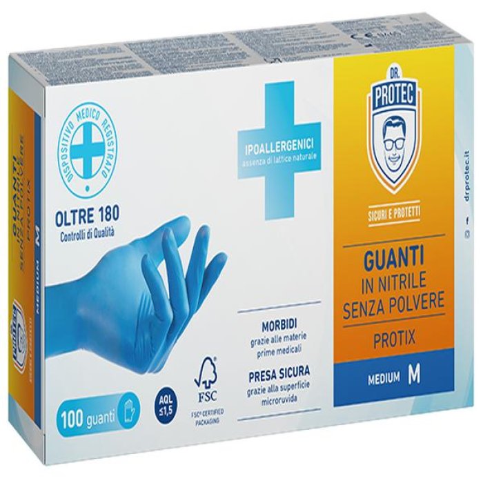 Guanti nitrile M Protix 100 pezzi - guanti monouso in nitrile misura M Guanti nitrile M Protix 100 pezzi - guanti monouso in nitrile misura M
