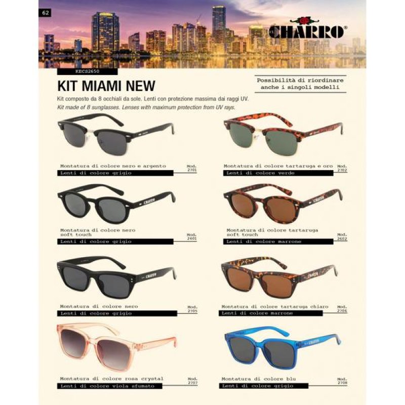 El Charro Kit Occhiali da Sole Miami Set 8 Pezzi Unisex Stile Charro Fashion El Charro Kit Occhiali da Sole Miami Set 8 Pezzi Unisex Stile Charro Fashion