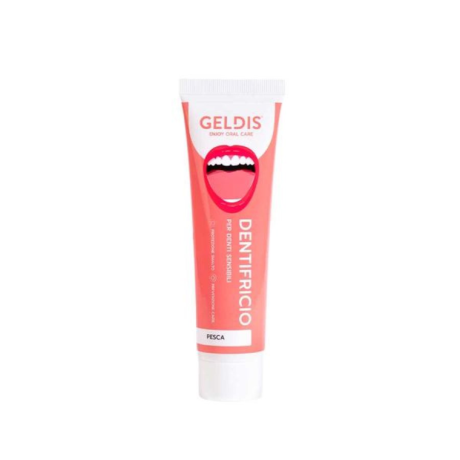 Geldis Dentifricio alla Pesca Rosa 75 ml – Dentifricio Delicato al Gusto Pesca per Igiene Orale Quotidiana Geldis Dentifricio alla Pesca Rosa 75 ml – Dentifricio Delicato al Gusto Pesca per Igiene Orale Quotidiana