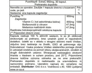 Extra Pureway C 950 Milligrammi 30 Capsule Integratore di Vitamina C ad Alta Biodisponibilità per le Difese Immunitarie