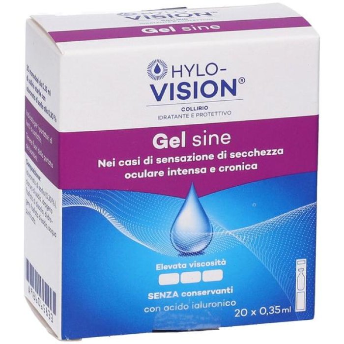 Hylovision Gel Sine 20 ml Flacone Lubrificante Oculare Idratante per Occhi Secchi Senza Conservanti Hylovision Gel Sine 20 ml Flacone Lubrificante Oculare Idratante per Occhi Secchi Senza Conservanti