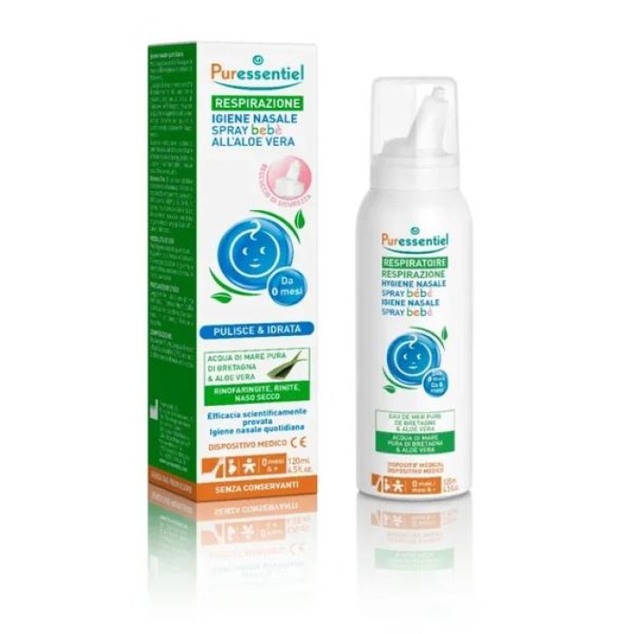 Puressentiel Respirazione - Igiene Nasale Spray Bebè Aloe Vera 0 m+ 120 ml Puressentiel Respirazione - Igiene Nasale Spray Bebè Aloe Vera 0 m+ 120 ml