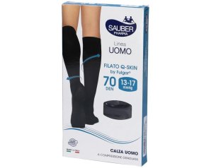 Sauber QSkin 70 Calze Donna a Compressione Graduata Fantasia Spiga Colore Nero Taglia Piccola Media