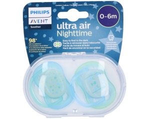 Philips Avent Succhietto Ultra Air Night 0-6 Mesi in Silicone, Luminoso al Buio, Ortodontico per Neonato
