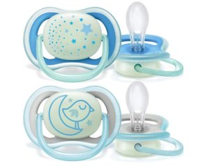 Philips Avent Succhietto Ultra Air Night 6-18 Mesi in Silicone, Tettarella Ortodontica Luminoso al Buio, Confezione da 2 Pezzi