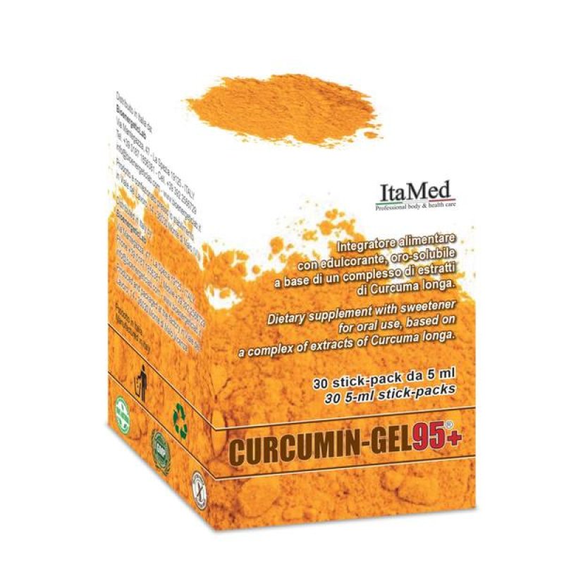Curcumin Gel 95 Plus 30 Stick Monodose Integratore a Base di Curcumina ad Alta Biodisponibilità per Benessere Articolare e Antiossidante