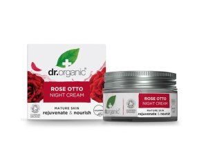 Dr Organic Rose Otto Crema Viso Notte Idratante Antiage alle Rose Biologiche 50 Millilitri