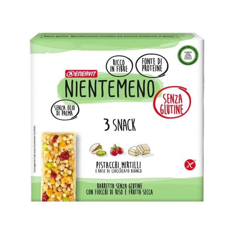 Nientemeno Barrette Pistacchio e Mirtilli Snack Confezione da 3 Pezzi Nientemeno Barrette Pistacchio e Mirtilli Snack Confezione da 3 Pezzi