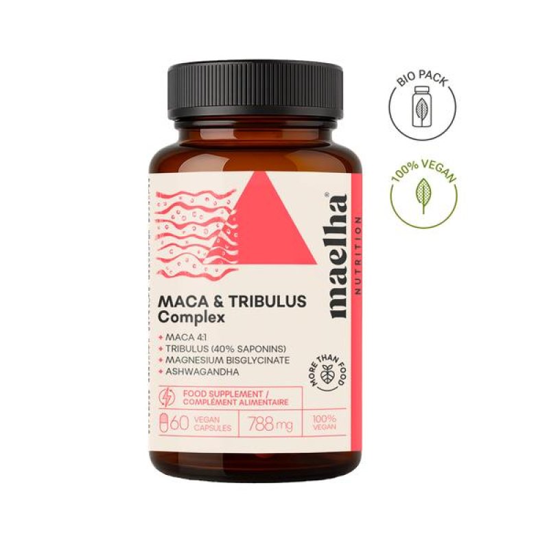 Maelha Nutr Maca e Tribulus Terrestris Integratore Alimentare 60 Capsule, Supporto Energia, Tono Muscolare e Vitalit&agrave; per Uomo e Donna