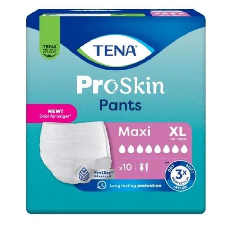 Tena ProSkin - Pants Maxi Mutandine Assorbenti per Incontinenza Taglia XL 10 pezzi Tena ProSkin - Pants Maxi Mutandine Assorbenti per Incontinenza Taglia XL 10 pezzi