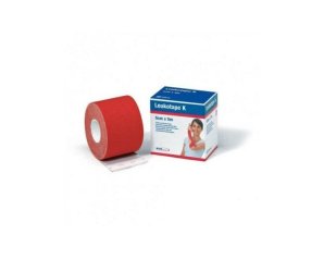 Actimove Leukot K Nastro Kinesiologico Rosso 5 cm x 5 m Bendaggio Elastico Adesivo per Sostegno Muscolare e Articolare