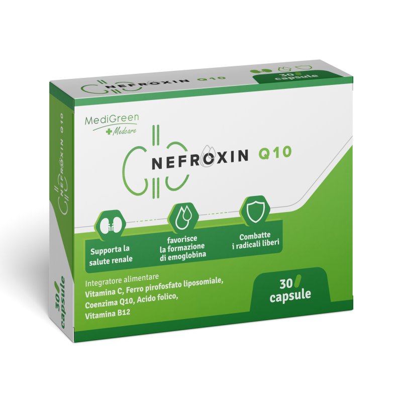 Nefroxin Q10 Integratore Alimentare con Coenzima Q10 30 Capsule per Benessere Renale e Supporto Energetico Nefroxin Q10 Integratore Alimentare con Coenzima Q10 30 Capsule per Benessere Renale e Supporto Energetico