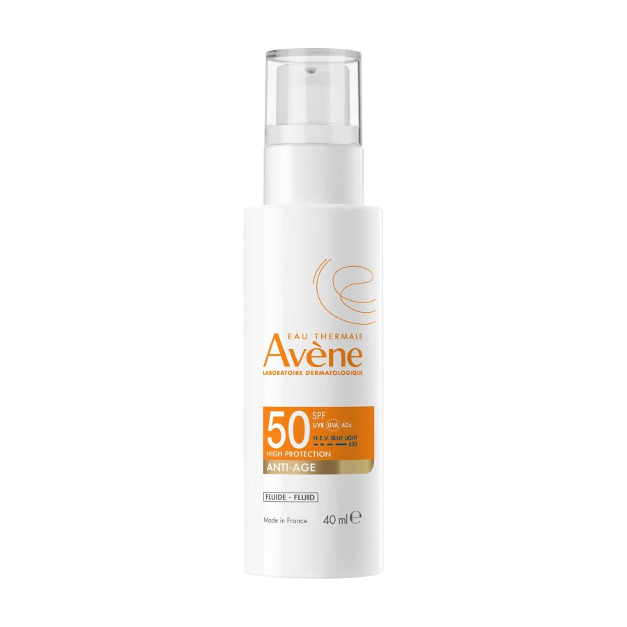 Avène Fluido Anti-Età Protezione Alta SPF50 Solare per Pelle Sensibile, 40ml