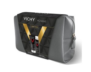 Vichy Cofanetto Regalo Uomo con Pochette + Gel Doccia Hydra Mag C 200ml + Schiuma da Barba Sensi Shave 200ml