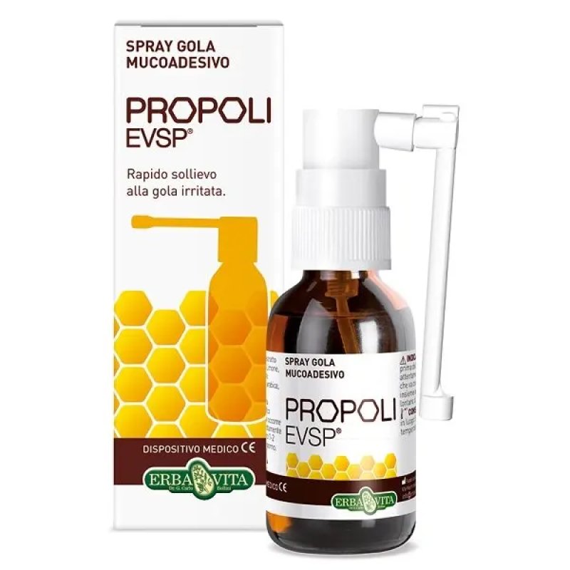 Erba Vita Propoli EVSP Spray Gola 20ml - Dispositivo Medico Senza Alcol per Irritazioni Gola Erba Vita Propoli EVSP Spray Gola 20ml - Dispositivo Medico Senza Alcol per Irritazioni Gola