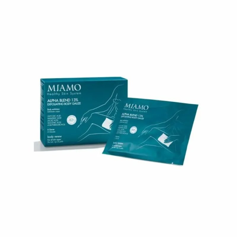 Miamo Alpha Blend 13% Esfoliante Corpo Garze Imbevute 6 Bustine Miamo Alpha Blend 13% Esfoliante Corpo Garze Imbevute 6 Bustine