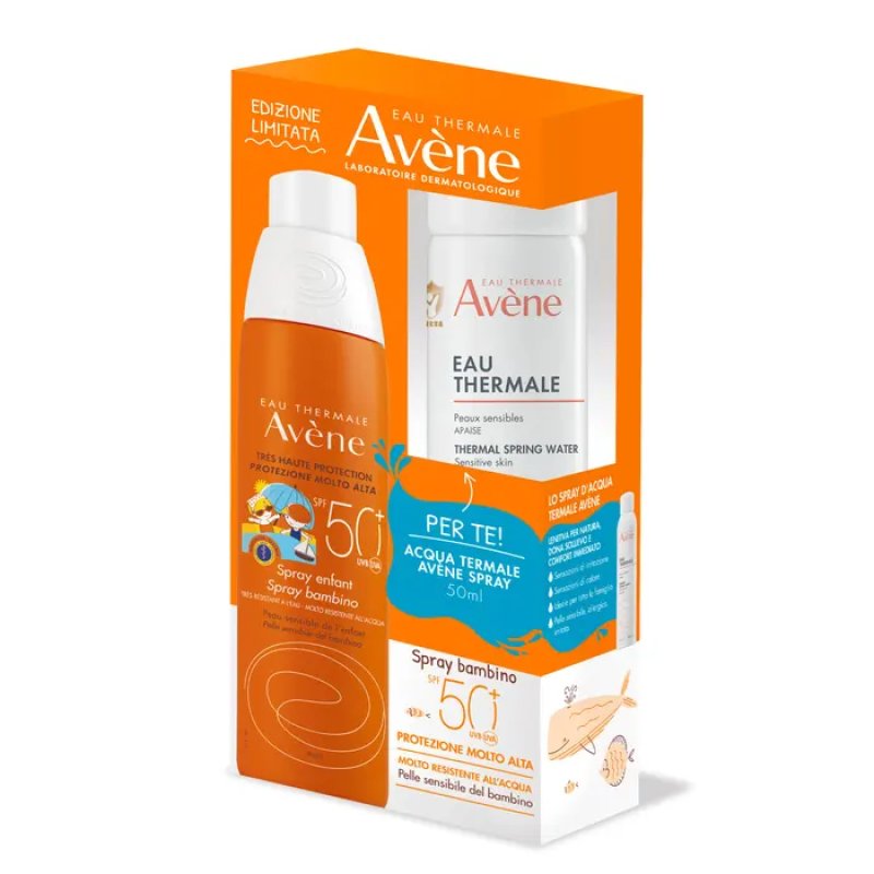 Avene solari spray bambini 50+ 200 ml + spray acqua 50 ml Avene solari spray bambini 50+ 200 ml + spray acqua 50 ml