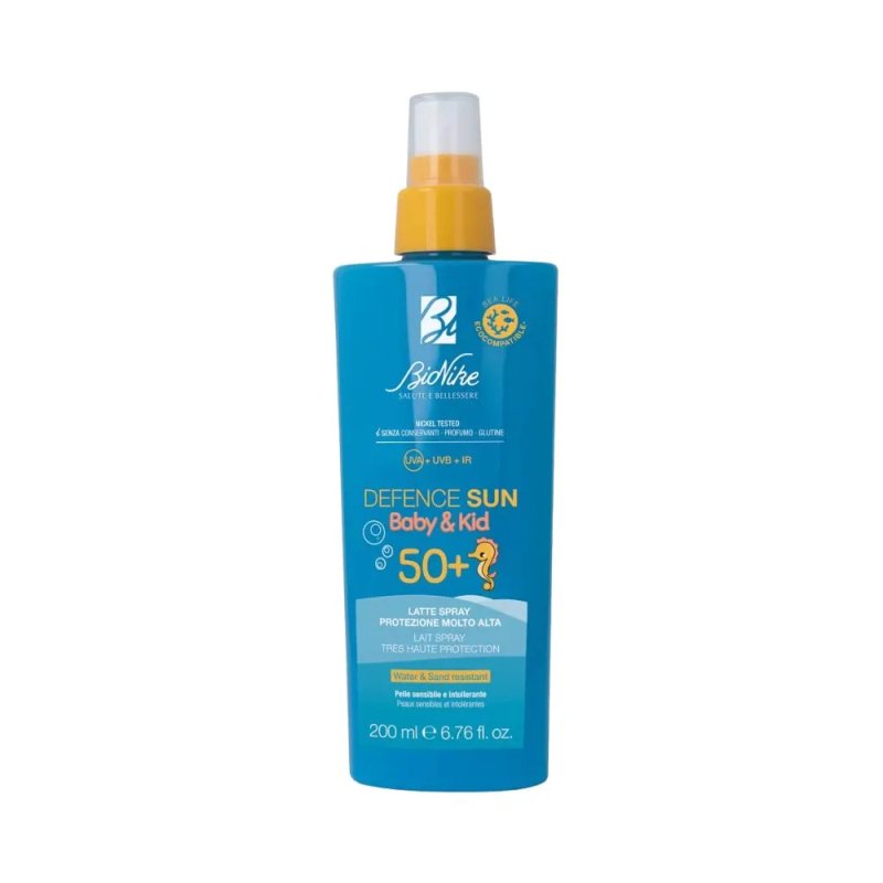 Bionike Defence Sun Baby & Kid Latte Spray SPF50+ 200 ml protezione solare molto alta per bambini Bionike Defence Sun Baby & Kid Latte Spray SPF50+ 200 ml protezione solare molto alta per bambini