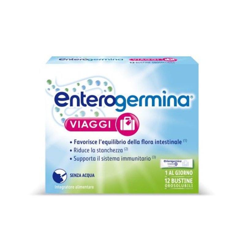 Enterogermina Viaggi integratore intestinale per pratico per vacanze 12 bustine orosolubili
