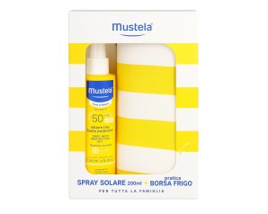 Mustela Spray Latte Solare SPF50 Protezione Alta per Bambini 200ml + Borsa Frigo