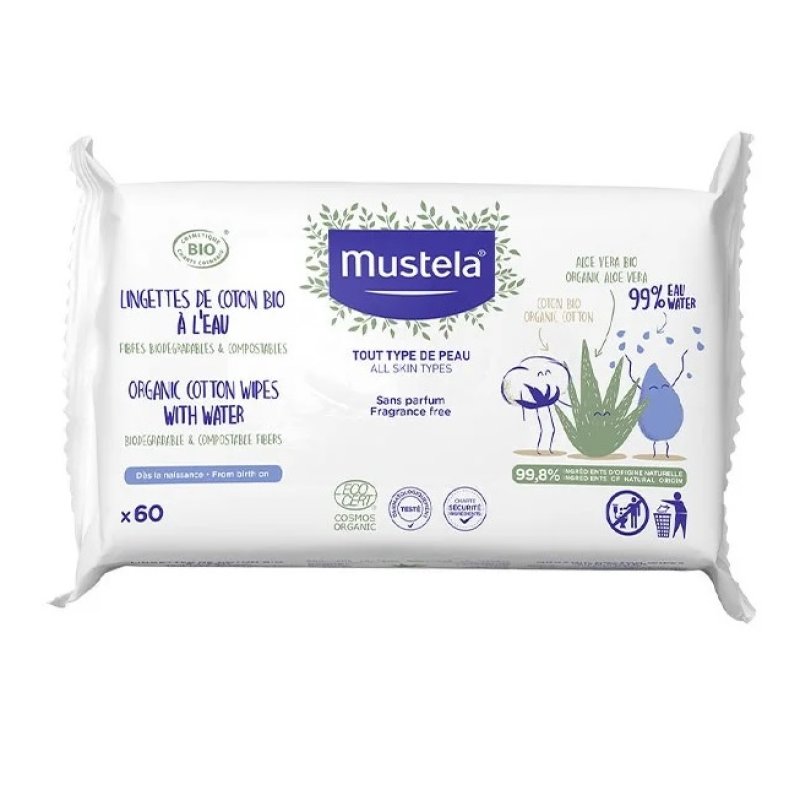 Mustela Salviette All'Acqua In Cotone Bio 60 Pezzi Mustela Salviette All'Acqua In Cotone Bio 60 Pezzi