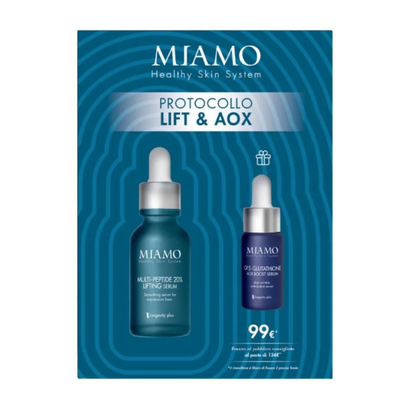 Miamo Protocollo Lift & AOx Multi-Peptide 20% Lifting Serum 30ml + GF5-Glutathione Aox Booster Serum 10ml Miamo Protocollo Lift & AOx Multi-Peptide 20% Lifting Serum 30ml + GF5-Glutathione Aox Booster Serum 10ml