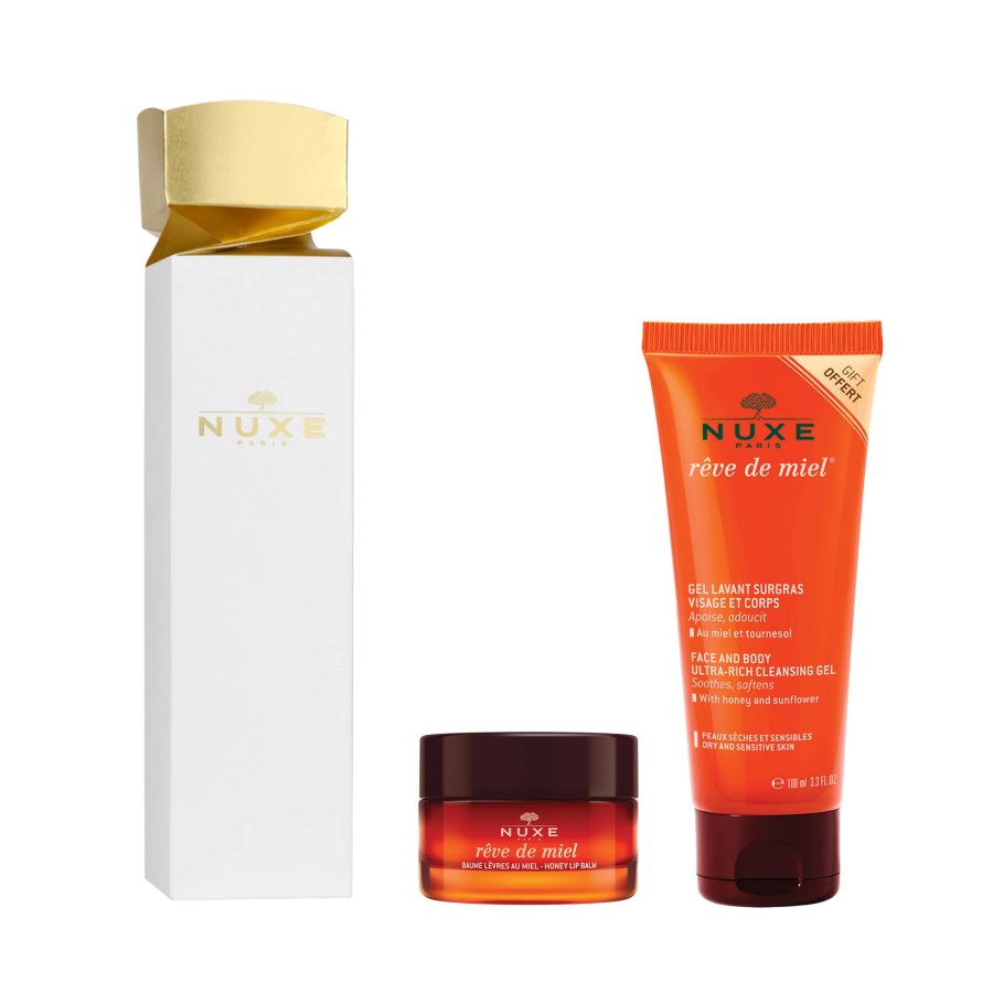 Nuxe Cracker Rêve De Miel Cofanetto Balsamo Labbra 15g + Gel Doccia Viso e Corpo 100ml