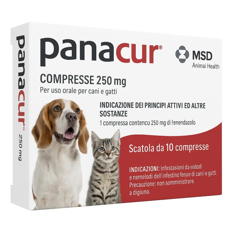Panacur 250 mg 10 compresse veterinarie per cani e gatti – Antielmintico per il trattamento dei vermi intestinali