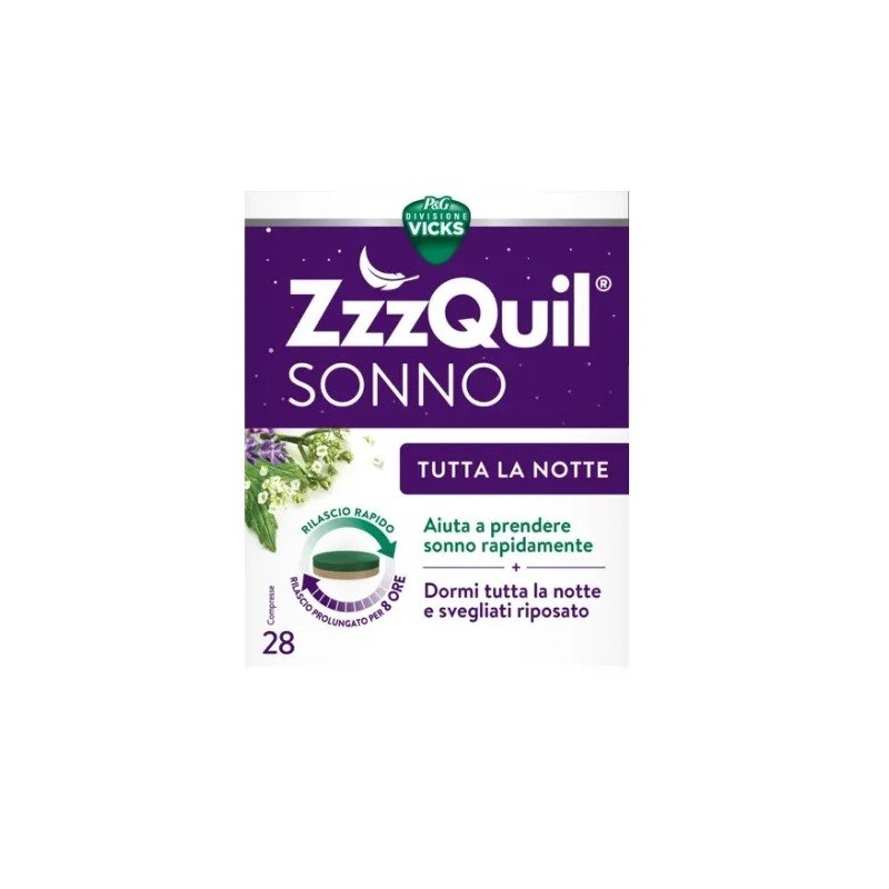 Vicks ZzzQuil Sonno Tutta Notte per Riposo Prolungato 28 Compresse Vicks ZzzQuil Sonno Tutta Notte per Riposo Prolungato 28 Compresse