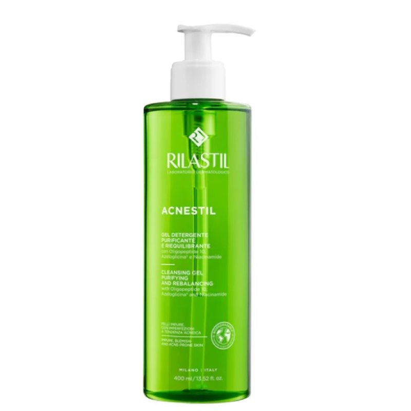 Rilastil Acnestil Gel Detergente: purificante, riequilibrante,pelle grassa, mista, impura, con imperfezioni e a tendenza acneica 500 Ml
