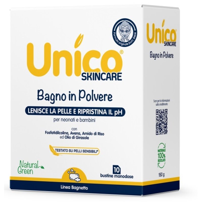 Unico Bagno Neonati Bimbi a base di Avena e Amido 10 Pezzi Da 15 G Unico Bagno Neonati Bimbi a base di Avena e Amido 10 Pezzi Da 15 G