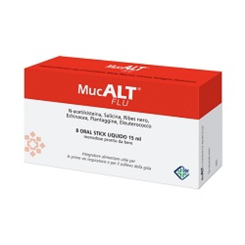 Aurora Biofarma Mucalt Flu Integratore Alimentare 8 Oral Stick 15 ml Aurora Biofarma Mucalt Flu Integratore Alimentare 8 Oral Stick 15 ml