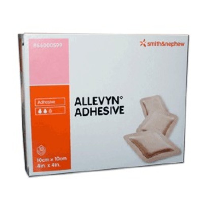 Allevyn Adhesive Medicazione in Schiuma Adesiva 10x10 cm 10 Pezzi per Trattamento Ferite e Piaghe da Decubito