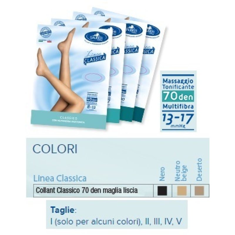 Sauber  Dispositivi Medici Classic Collant Liscio 70 Den 13-17mm tg 2 Deser