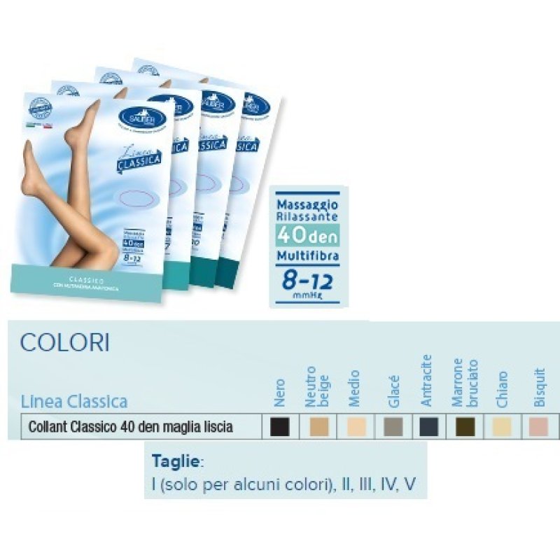Sauber Dispositivi Medici Classic Collant Liscio 40 Den 8-12mm tg 4 Beige Sauber Dispositivi Medici Classic Collant Liscio 40 Den 8-12mm tg 4 Beige