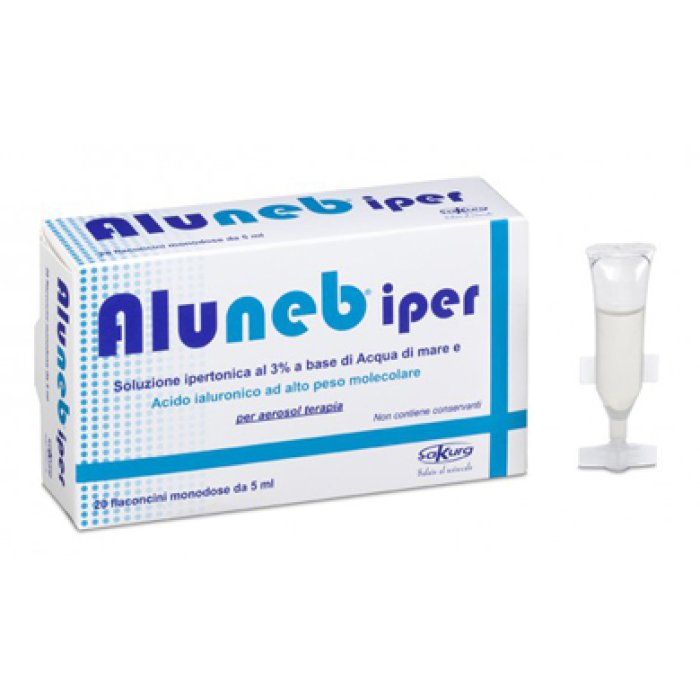 Aluneb Iper Soluzione salina per aerosol 20 Flaconcini x 5 ml Aluneb Iper Soluzione salina per aerosol 20 Flaconcini x 5 ml