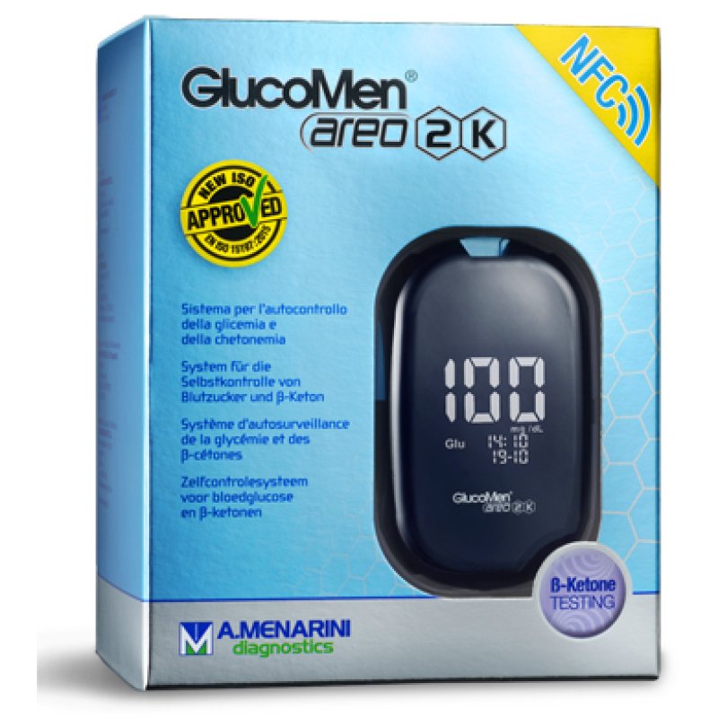 GlucoMen areo 2K - Dispositivo Medico per Monitoraggio Glicemia e Chetonemia