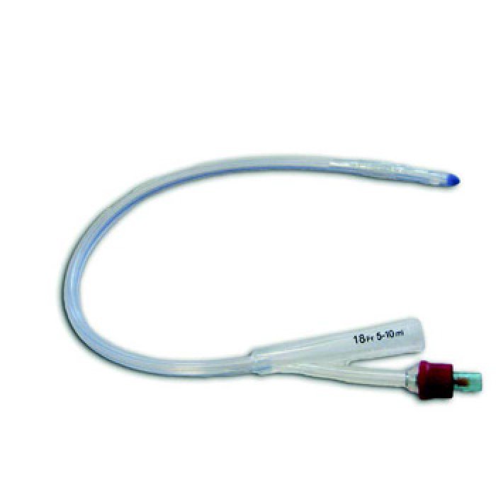 Catetere Foley in silicone 2 vie CH18 Secur con palloncino monouso sterile