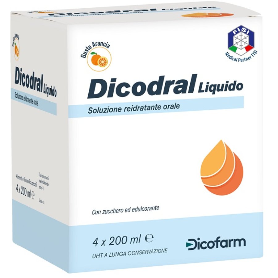 Dicofarm Dicodral Liquido Soluzione Reidratante Orale 4 X 200 Ml
