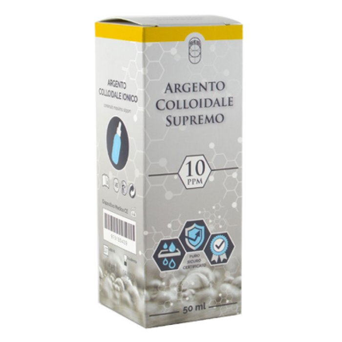 Argento Colloidale Ionico Supremo 10 PPM Dispositivo Medico con Contagocce 50 ml Argento Colloidale Ionico Supremo 10 PPM Dispositivo Medico con Contagocce 50 ml