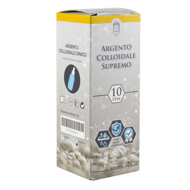 Argento Colloidale Ionico Supremo 10 PPM Dispositivo Medico Contagocce 100 ml Argento Colloidale Ionico Supremo 10 PPM Dispositivo Medico Contagocce 100 ml