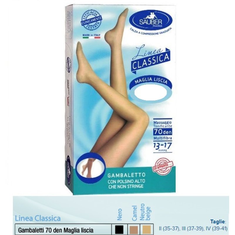 Sauber Gambaletto 140 Denari a Compressione Graduata Forte Colore Beige Naturale Taglia Media Grande per Benessere e Sostegno delle Gambe Sauber Gambaletto 140 Denari a Compressione Graduata Forte Colore Beige Naturale Taglia Media Grande per Benessere e Sostegno delle Gambe