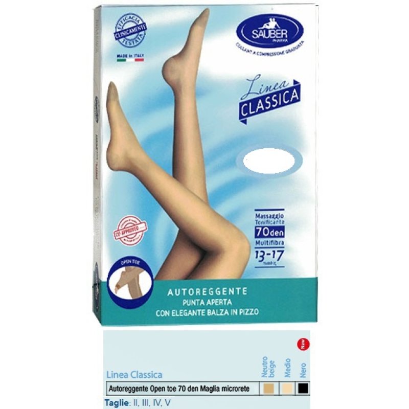 Sauber Calze Autoreggenti 70 Denari Beige Reggicalze Donna