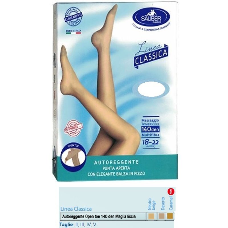 Sauber Calze Autoreggenti 140 Denari a Compressione Liscio Colore Neutro Taglia 2 Sauber Calze Autoreggenti 140 Denari a Compressione Liscio Colore Neutro Taglia 2